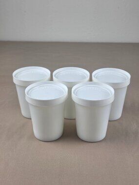 5 SALTON Yogurt Maker JARS & LIDS Milk Glass-Cups-Glasses ORIGINAL Replacements